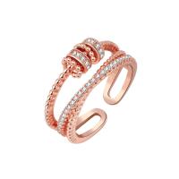 Kubieke Circonia Micro Pave Brass Ring, Messing, Ronde, silver plated, Verstelbare & mode sieraden & micro pave zirconia & voor vrouw, zilver, nikkel, lood en cadmium vrij, 17.20x7mm, Verkocht door PC