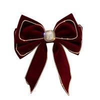 Velveteen Bowkont kopča za kosu, s Plastična Pearl & Cink Alloy, Bowknot, za žene & s Rhinestone, više boja za izbor, 173x235mm, 10računala/Lot, Prodano By Lot