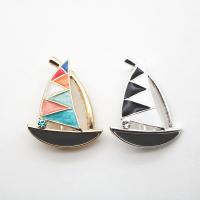 Enamel Brooch Zinc Alloy Sail Boat plated Unisex & with rhinestone nickel lead & cadmium free Sold By Lot