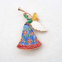 emalje broche, Zinc Alloy, Angel, guldfarve belagt, for kvinde, nikkel, bly & cadmium fri, 30x45mm, 10pc'er/Lot, Solgt af Lot