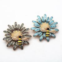 emalje broche, Zinc Alloy, Daisy, guldfarve belagt, Håndmalet emalje glasur & Unisex, flere farver til valg, nikkel, bly & cadmium fri, 40mm, 10pc'er/Lot, Solgt af Lot