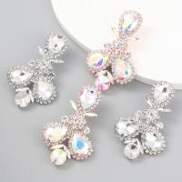 Zinc Alloy Stud Earring fashion jewelry & for woman & with rhinestone Sold By Pair