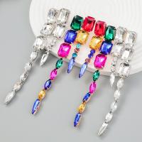 Zinc Alloy Drop Earrings fashion jewelry & for woman & with rhinestone Sold By Pair