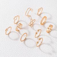 Zinklegering Ring Set, Zinc Alloy, plated, 11 stuks & mode sieraden & voor vrouw, gouden, Verkocht door Stel