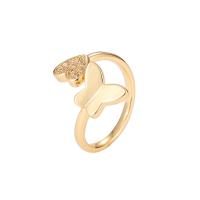 metal Anillo de dedo Cuff, chapado en color dorado, micro arcilla de zirconia cúbica & para mujer, dorado, libre de níquel, plomo & cadmio, 20mm, Vendido por UD