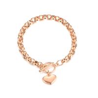 Bijoux bracelet en acier inoxydable, Acier inoxydable 304, coeur, bijoux de mode & pour femme, couleur or rose, 8mm,16mm, Longueur Environ 8.66 pouce, Vendu par PC