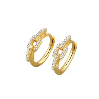 Cubic Zirconia Micro Pave Brass Earring Round plated fashion jewelry & micro pave cubic zirconia & for woman nickel lead & cadmium free Sold By Pair