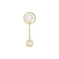 Cubic Zirconia Spilla, ottone, with Shell Pearl, placcato, Micro spianare cubic zirconia & per la donna & cavo, nessuno, assenza di nichel,piombo&cadmio, 18x54mm, Venduto da PC