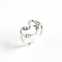 Sterling zilver ringen, 925 sterling zilver, Hart, platinum plated, Verstelbare & voor vrouw, 16.50mm, Verkocht door PC