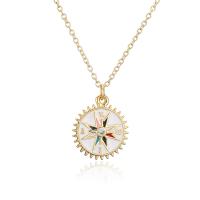 Cubic Zircon Micro Pave Brass Necklace 18K gold plated micro pave cubic zirconia & for woman & enamel Length Approx 17.71 Inch Sold By PC