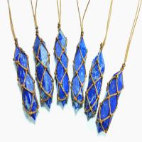 Natural Lapis Lazuli Pendants with Wax Cord polished blue 40-50mm Sold By PC