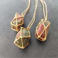 Pendentifs Unakites, unakite, avec corde de cire, couleurs mélangées, 20-30mm, Vendu par PC