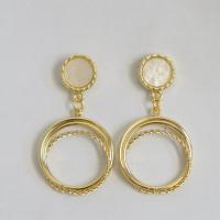 Zinc Alloy Oorbellen, met Hars, Donut, gold plated, voor vrouw, meer kleuren voor de keuze, nikkel, lood en cadmium vrij, 14x29mm, Verkocht door pair