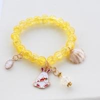 Pulsera de Acrílico, con Nácar & aleación de zinc, chapado en color dorado, unisexo & esmalte & con diamantes de imitación, amarillo, 8mm, longitud aproximado 18 cm, Vendido por UD