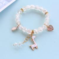 Acrylic Bracelets with Zinc Alloy gold color plated for woman & enamel & with rhinestone white 8mm Length Approx 18 cm Sold By PC