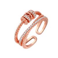 laiton Cuff Bague, Placage, pavé de micro zircon & pour femme, plus de couleurs à choisir, protéger l'environnement, sans nickel, plomb et cadmium, 7mm, Vendu par PC