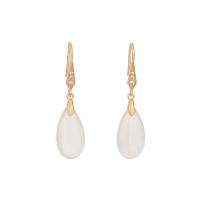 Zinc Alloy Drop Earring, med Hvid Chalcedony, Micro Pave cubic zirconia & for kvinde, 44mm, Solgt af par