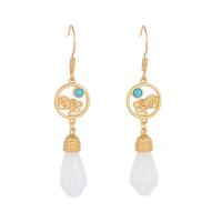 Zinc Alloy Drop Earring, voor vrouw & hol, 56mm, Verkocht door pair