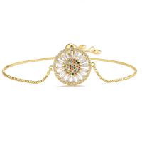 Cúbicos Circonia pulsera Latón Micro pavimenta, metal, 18K chapado en oro, Ajustable & diferentes estilos para la opción & micro arcilla de zirconia cúbica & para mujer, longitud aproximado 18-28 cm, Vendido por UD