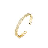 Messing Manchet Bangle, Hart, 18K verguld, Verstelbare & micro pave zirconia & voor vrouw, 55mm, Verkocht door PC