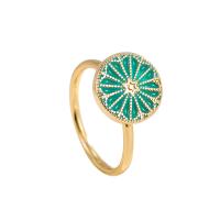 Cubique anneau en laiton Circonia Micro Pave, Placage de couleur d'or, Réglable & rotatif & pavé de micro zircon & pour femme, vert, 18mm, Vendu par PC