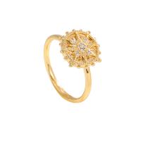 Cúbicos Circonia Micro Pave anillo de latón, metal, chapado en color dorado, rotativo & micro arcilla de zirconia cúbica & para mujer, 18mm, Vendido por UD