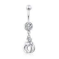 Belly Ring Ottone, with cubico zircone, manette, placcato color platino, per la donna & sfaccettati, color platino, assenza di nichel,piombo&cadmio, 9x43mm, Venduto da PC