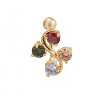 Belly Ring Ottone, with cubico zircone, placcato color oro, per la donna & sfaccettati, multi-colore, assenza di nichel,piombo&cadmio, 15x22mm, Venduto da PC