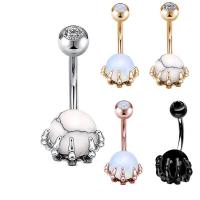 Mässing belly ring, med Natursten & Cubic Zirconia, plated, olika material för val & för kvinna & fasetterad, fler färger för val, nickel, bly och kadmium gratis, 8x20mm, Säljs av PC