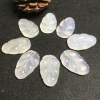 Chalcedoon hangers, witte Chalcedoon, Blad, voor vrouw, gemengde kleuren, 29x17.50mm, Verkocht door PC