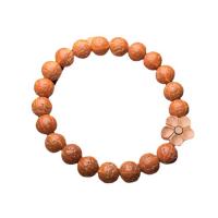 Coirníní Adhmaid Bodhi Bracelet, le Peach Wood, Babhta, unisex & frith-tuirse, donn, 9mm, Fad Thart 18 cm, Díolta De réir PC