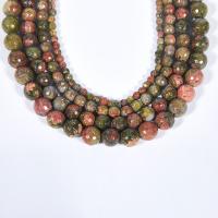 Unakite Gyöngyök, Kerek, csiszolt, DIY & különböző méretű a választás & sokoldalú, kevert színek, Naponta eladott Kb 15.16 inch Strand