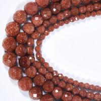 Goldstone perle, Krug, uglađen, možete DIY & različite veličine za izbor & faceted, crven, Prodano Per Približno 15.16 inčni Strand