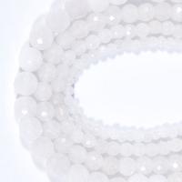 Jade White Χάντρα, Γύρος, γυαλισμένο, DIY & διαφορετικό μέγεθος για την επιλογή & πολύπλευρη, λευκό, Sold Per Περίπου 15.16 inch Strand