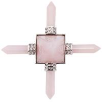 Rose Quartz obrta ukras, s Ametist & Vedro Kvarc & Mesing, 92x92x31mm, Prodano By PC