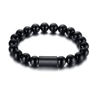 Bracelets en Agate Noir, Acier inoxydable 304, avec agate noire, bijoux de mode & pour homme, noire, 15*8mm,8mm, Vendu par Environ 7.48 pouce brin