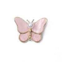 El esmalte Broche, aleación de zinc, con Perlas plásticas, Mariposa, chapado en color dorado, para mujer, más colores para la opción, libre de níquel, plomo & cadmio, 41x30mm, 10PCs/Grupo, Vendido por Grupo