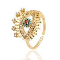 Messing Manchet Finger Ring, gold plated, Verstelbare & micro pave zirconia & voor vrouw, 16x20mm, Verkocht door PC