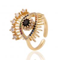 Messing Manchet Finger Ring, gold plated, Verstelbare & micro pave zirconia & voor vrouw, 20x20mm, Verkocht door PC