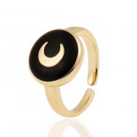 Brass Finger Ring gold color plated Adjustable & for woman & enamel Sold By PC