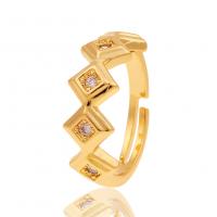 Kubieke Circonia Micro Pave Brass Ring, Messing, gold plated, Verstelbare & micro pave zirconia & voor vrouw, 8x20mm, Verkocht door PC