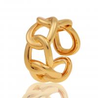 Messing Manchet Finger Ring, gold plated, Verstelbare & voor vrouw & hol, 11x24mm, Verkocht door PC