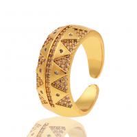 Messing Manchet Finger Ring, gold plated, Verstelbare & micro pave zirconia & voor vrouw, 10x22mm, Verkocht door PC