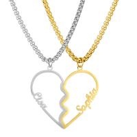 Acier inoxydable 304 collier de couples, avec 1.97inch chaînes de rallonge, coeur, 2 pièces & bijoux de mode & unisexe, Longueur Environ 17.72 pouce, Vendu par fixé