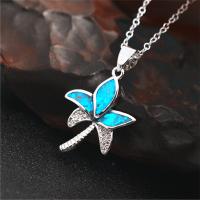 Collier en laiton cubique Zircon Micro Pave, avec Artificial-Opal, laiton fermoir homard, arbre, Plaqué d'argent, pavé de micro zircon & pour femme, couleurs mélangées, 20-35mm, Longueur Environ 45 cm, Vendu par PC