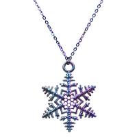 Zinklegering halskettingen, Zinc Alloy, zinklegering karabijn, Sneeuwvlok, plated, Kerst sieraden & voor vrouw, multi-gekleurde, 34x26mm, Lengte 50 cm, Verkocht door PC