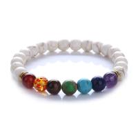 Gemstone Bracelets Natural Stone with Zinc Alloy Round gold color plated & Unisex & enamel 8mm Length Approx 19-28 cm Sold By PC