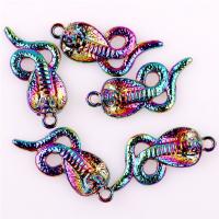 Pendentifs animaux en alliage de zinc, serpent, Placage coloré, unisexe, multicolore, protéger l'environnement, sans nickel, plomb et cadmium, 19x42x9.50mm, Environ 5PC/sac, Vendu par sac