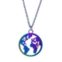 Collier de bijoux en alliage de zinc, Rond, Placage coloré, pour femme & creux, multicolore, protéger l'environnement, sans nickel, plomb et cadmium, 18x21x1mm, Longueur Environ 50 cm, Vendu par PC