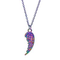 Zinc Alloy smykker halskæde, Feather, farverig forgyldt, for kvinde, flerfarvede, nikkel, bly & cadmium fri, 9x26x2mm, Længde Ca. 50 cm, Solgt af PC